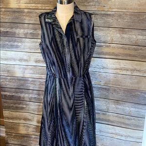 Halston Heritage Dress Blue Striped (Size 10)